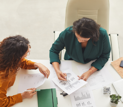 Two people sitting at a table